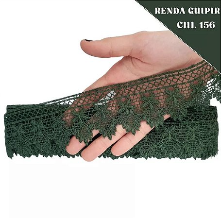 Renda Guipir CHL-156 5.0 Cm -  Rolo C/13.7 Metros Cor:Verde-Musgo