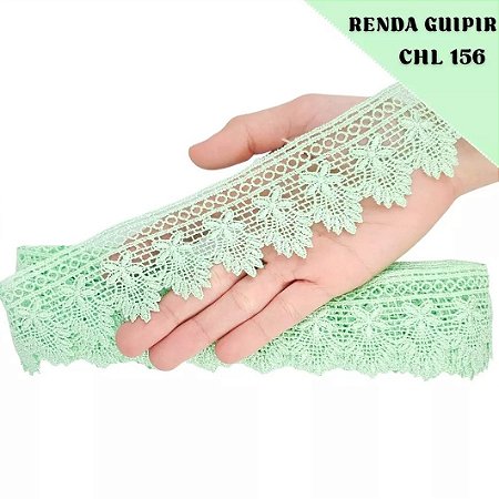 Renda Guipir CHL-156 5.0 Cm -  Rolo C/13.7 Metros Cor:Verde-Bebe
