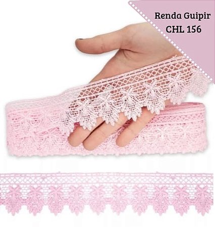 Renda Guipir CHL-156 5.0 Cm -  Rolo C/13.7 Metros Cor:Rosa-Bebe