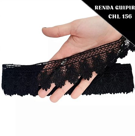 Renda Guipir CHL-156 5.0 Cm -  Rolo C/13.7 Metros Cor:Preto