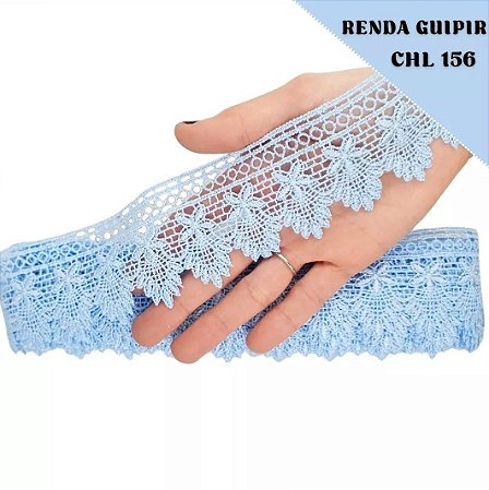 Renda Guipir CHL-156 5.0 Cm -  Rolo C/13.7 Metros Cor:Azul-Bebe