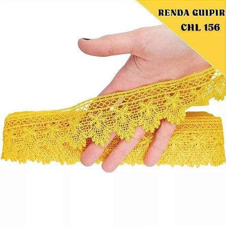 Renda Guipir CHL-156 5.0 Cm -  Rolo C/13.7 Metros Cor:Amarelo-Ouro