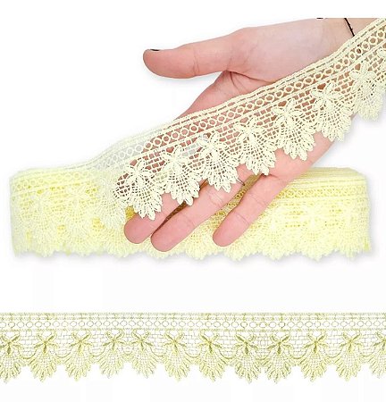 Renda Guipir CHL-156 5.0 Cm -  Rolo C/13.7 Metros Cor:Amarelo-Bebe