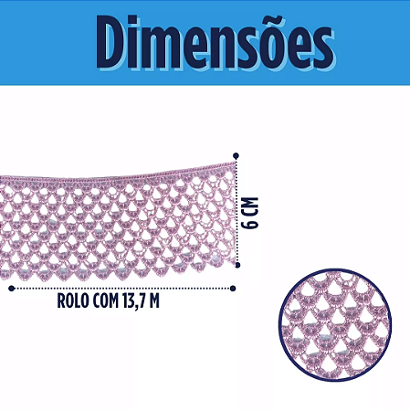 Renda Guipir CHL-160 - 6.0 Cm -  Rolo C/13.7 Metros Cor:Rose