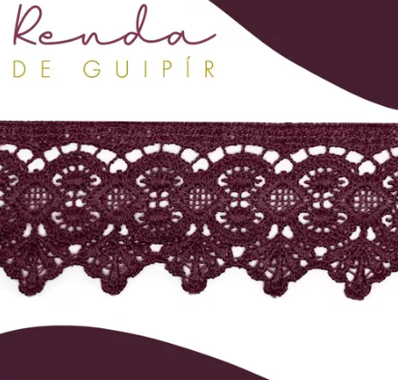Renda Guipir CHL-162 - 5.0 Cm -  Rolo C/13.7 Metros Cor:Vinho