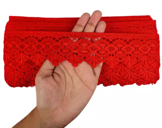 Renda Guipir CHL-162 - 5.0 Cm -  Rolo C/13.7 Metros Cor:Vermelho