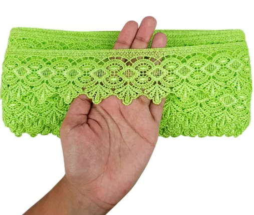 Renda Guipir CHL-162 - 5.0 Cm -  Rolo C/13.7 Metros Cor:Verde-Limao