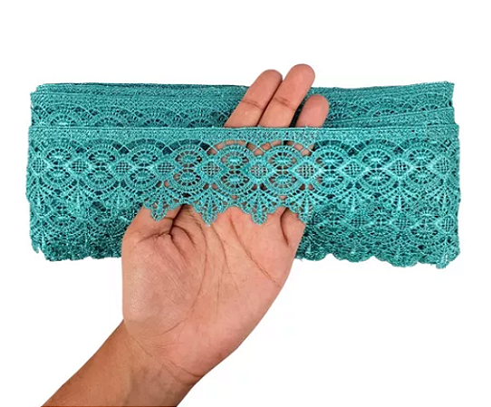 Renda Guipir CHL-162 - 5.0 Cm -  Rolo C/13.7 Metros Cor:Verde-Jade