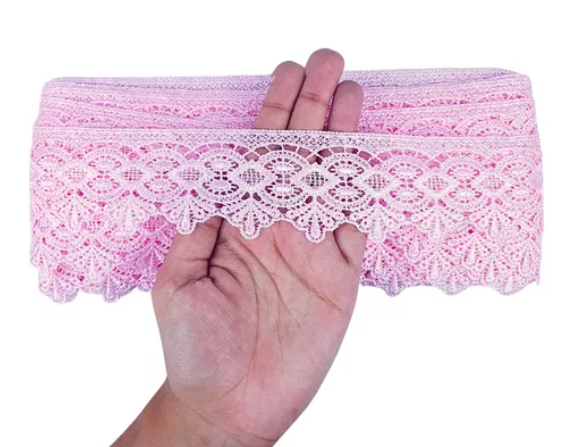 Renda Guipir CHL-162 - 5.0 Cm -  Rolo C/13.7 Metros Cor:Rosa-Bebe