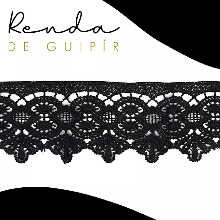 Renda Guipir CHL-162 - 5.0 Cm -  Rolo C/13.7 Metros Cor:Preto