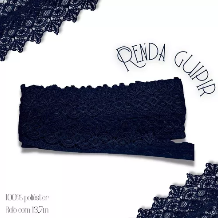 Renda Guipir CHL-162 - 5.0 Cm -  Rolo C/13.7 Metros Cor:Marinho