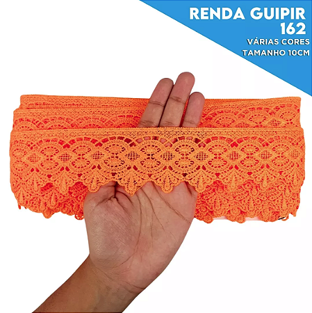 Renda Guipir CHL-162 - 5.0 Cm -  Rolo C/13.7 Metros Cor:Laranja-Neon
