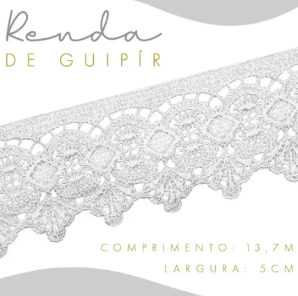Renda Guipir CHL-162 - 5.0 Cm -  Rolo C/13.7 Metros Cor:Branco