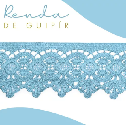 Renda Guipir CHL-162 - 5.0 Cm -  Rolo C/13.7 Metros Cor:Azul-Bebe