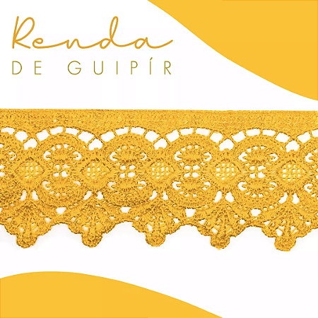 Renda Guipir CHL-162 - 5.0 Cm -  Rolo C/13.7 Metros Cor:Amarelo-Ouro
