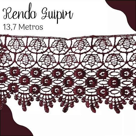 Renda Guipir CHL-185 9.9 Cm -  Rolo C/13.7 Metros Cor:Vinho