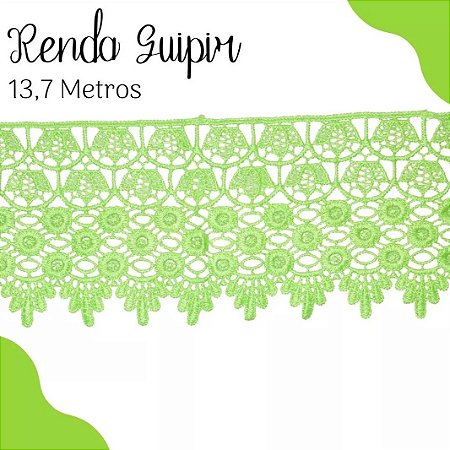 Renda Guipir CHL-185 9.9 Cm -  Rolo C/13.7 Metros Cor:Verde-Limao