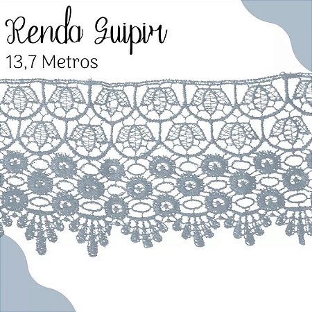 Renda Guipir CHL-185 9.9 Cm -  Rolo C/13.7 Metros Cor:Cinza-Claro