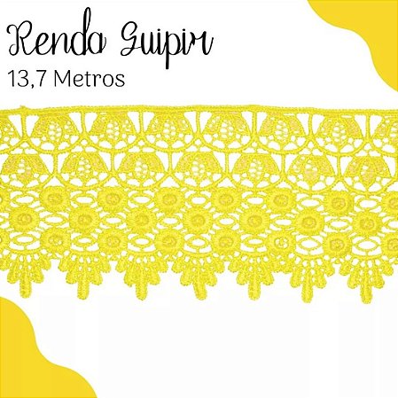 Renda Guipir CHL-185 9.9 Cm -  Rolo C/13.7 Metros Cor:Amarelo-Canario-106