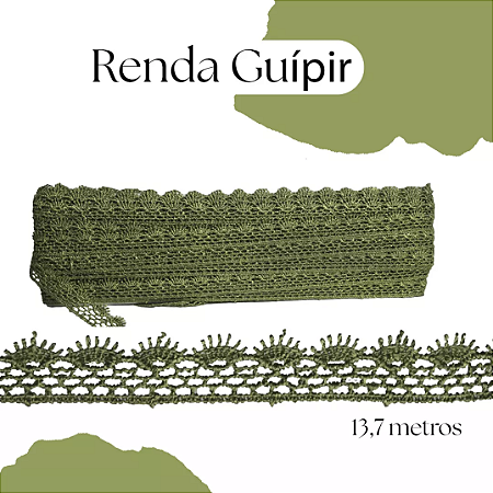 Renda Guipir CHL-428 2.0 Cm -  Rolo C/13.7 Metros Cor:Verde-Oliva