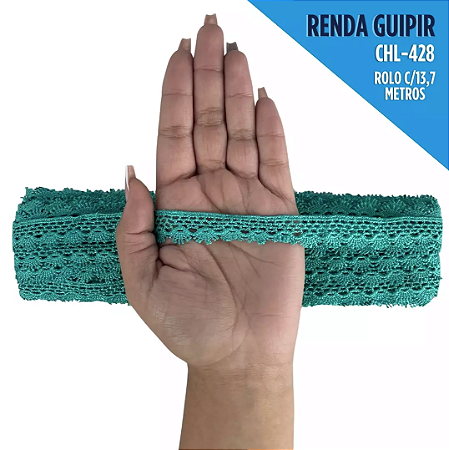 Renda Guipir CHL-428 2.0 Cm -  Rolo C/13.7 Metros Cor:Verde-Jade