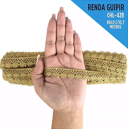 Renda Guipir CHL-428 2.0 Cm -  Rolo C/13.7 Metros Cor:Ouro