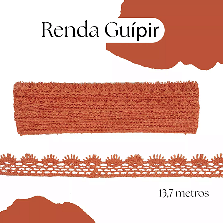 Renda Guipir CHL-428 2.0 Cm -  Rolo C/13.7 Metros Cor:Laranja