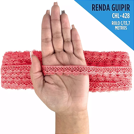Renda Guipir CHL-428 2.0 Cm -  Rolo C/13.7 Metros Cor:Coral