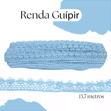 Renda Guipir CHL-428 2.0 Cm -  Rolo C/13.7 Metros Cor:Azul-Bebe