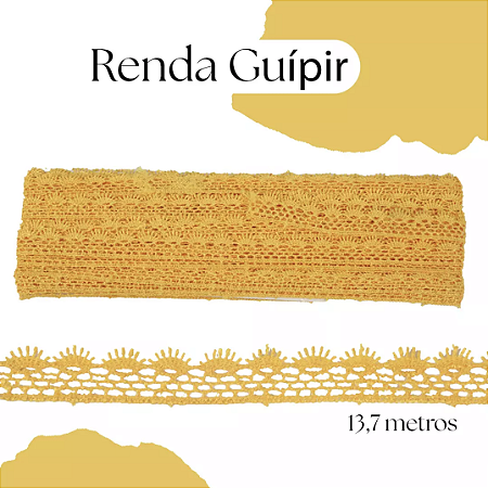 Renda Guipir CHL-428 2.0 Cm -  Rolo C/13.7 Metros Cor:Amarelo-Ouro