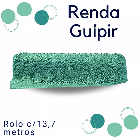 Renda Guipir CHL-435 5.0 Cm -  Rolo C/13.7 Metros Cor:Verde-Jade