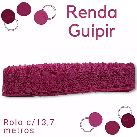 Renda Guipir CHL-435 5.0 Cm -  Rolo C/13.7 Metros Cor:Pink