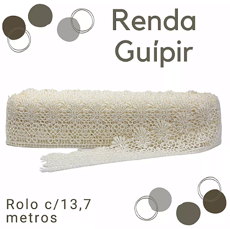 Renda Guipir CHL-435 5.0 Cm -  Rolo C/13.7 Metros Cor:Natural