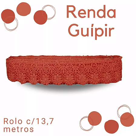 Renda Guipir CHL-435 5.0 Cm -  Rolo C/13.7 Metros Cor:Laranja