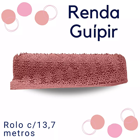 Renda Guipir CHL-435 5.0 Cm -  Rolo C/13.7 Metros Cor:Coral
