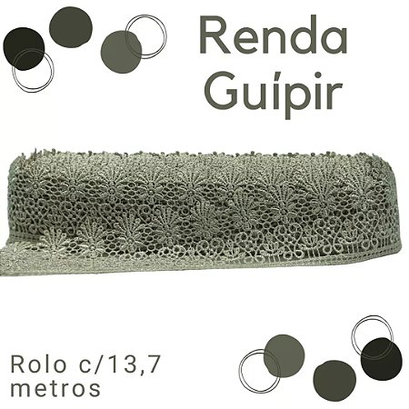 Renda Guipir CHL-435 5.0 Cm -  Rolo C/13.7 Metros Cor:Bege