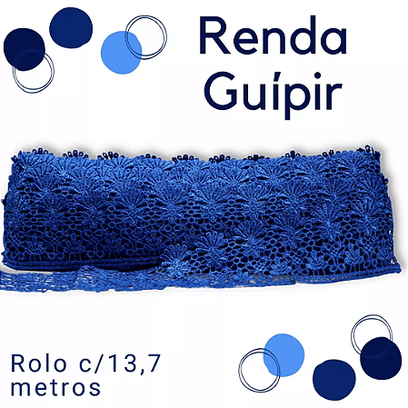 Renda Guipir CHL-435 5.0 Cm -  Rolo C/13.7 Metros Cor:Azul-Royal