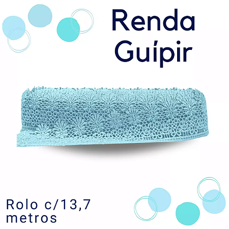 Renda Guipir CHL-435 5.0 Cm -  Rolo C/13.7 Metros Cor:Azul-Bebe