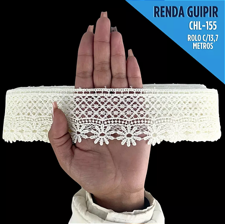 Renda Guipir CHL-155 - 4.5 Cm -  Rolo C/13.7 Metros Cor:Natural