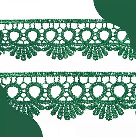 Renda Guipir CHL-113 - 2.5 Cm -  Rolo C/13.7 Mts Cor:Verde- Bandeira