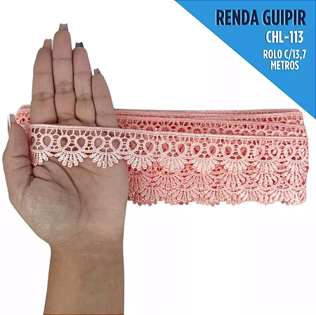 Renda Guipir CHL-113 - 2.5 Cm -  Rolo C/13.7 Mts Cor:Salmao
