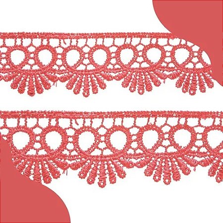 Renda Guipir CHL-113 - 2.5 Cm -  Rolo C/13.7 Mts Cor:Coral