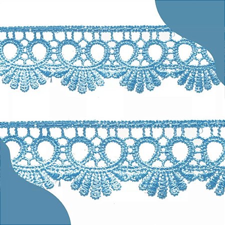 Renda Guipir CHL-113 - 2.5 Cm -  Rolo C/13.7 Mts Cor:Azul-Bebe
