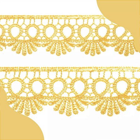 Renda Guipir CHL-113 - 2.5 Cm -  Rolo C/13.7 Mts Cor:Amarelo-Ouro