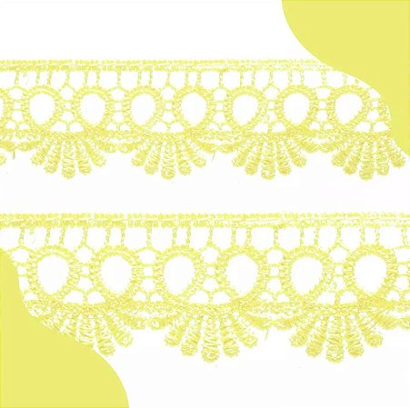 Renda Guipir CHL-113 - 2.5 Cm -  Rolo C/13.7 Mts Cor:Amarelo-Canario