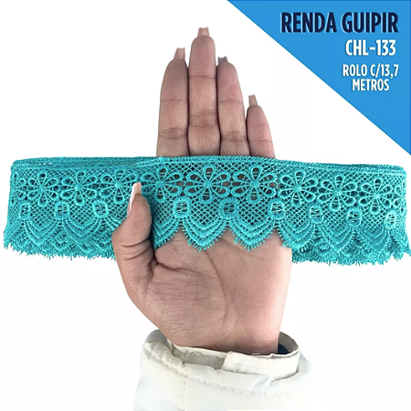 Renda Guipir CHL-133 - 6.0 Cm -  Rolo C/13.7 Metros Cor:Verde-Jade