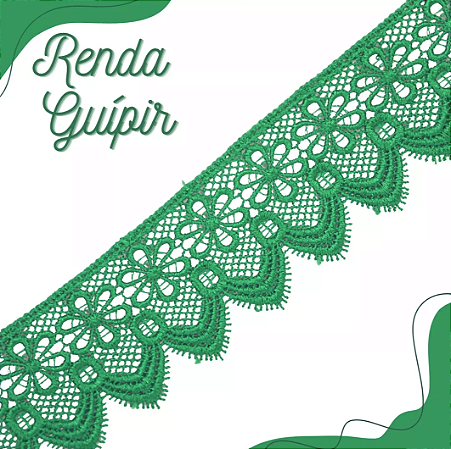Renda Guipir CHL-133 - 6.0 Cm -  Rolo C/13.7 Metros Cor:Verde-Bandeira
