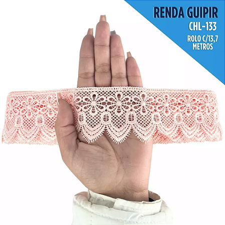 Renda Guipir CHL-133 - 6.0 Cm -  Rolo C/13.7 Metros Cor:Salmao