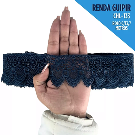 Renda Guipir CHL-133 - 6.0 Cm -  Rolo C/13.7 Metros Cor:Marinho