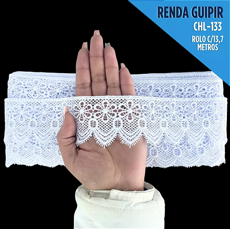 Renda Guipir CHL-133 - 6.0 Cm -  Rolo C/13.7 Metros Cor:Branco